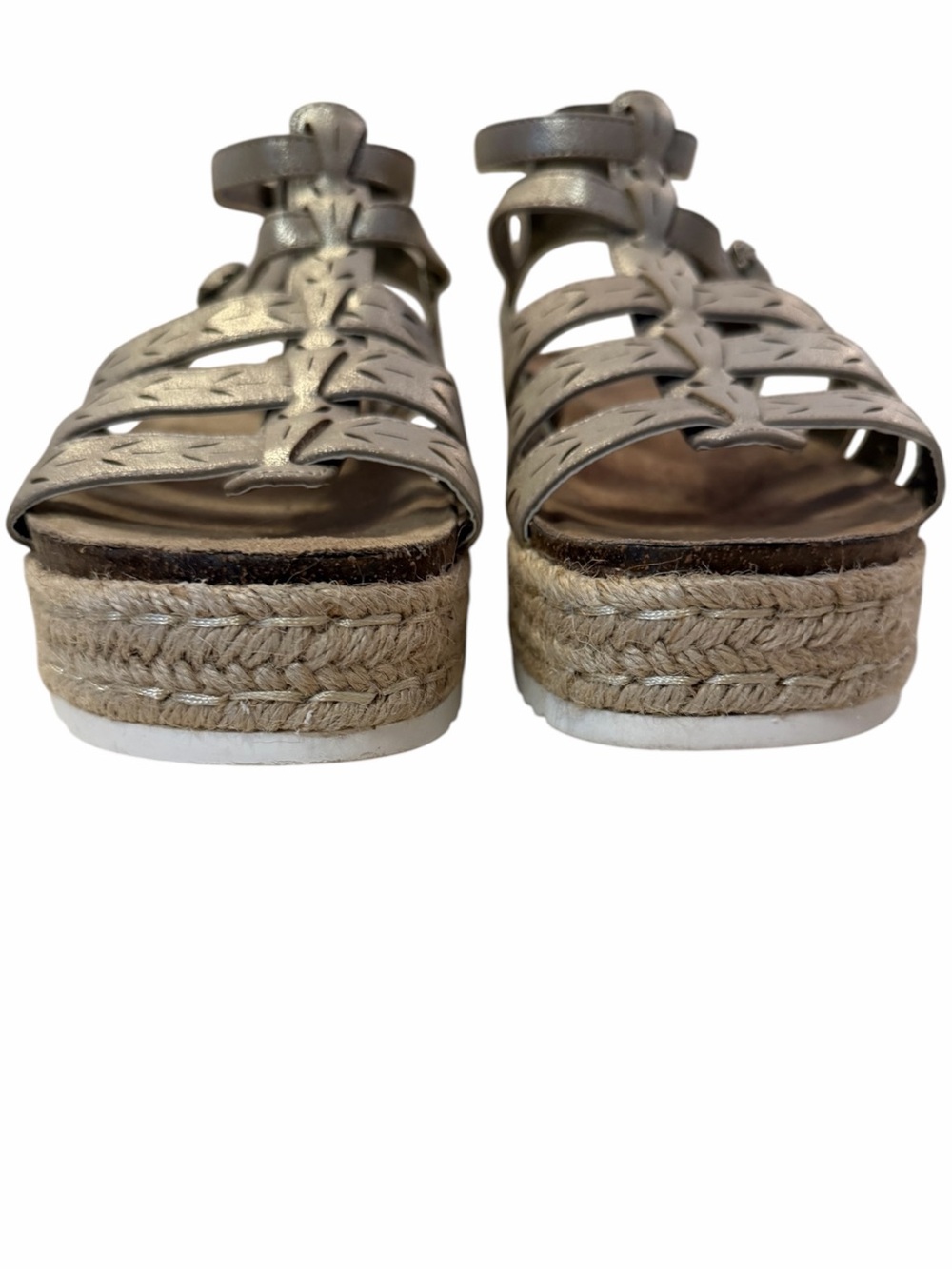 Madeline Womens Size 8.5 Metallic Tan Espadrille Platform Gladiator Sandals Boho - Picture 5 of 12